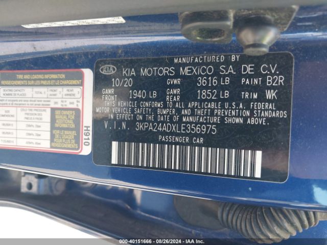 3KPA24ADXLE356975 KIA RIO S