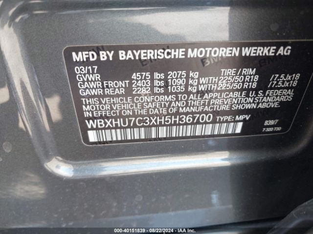 WBXHU7C3XH5H36700 BMW X1 Sdrive28i