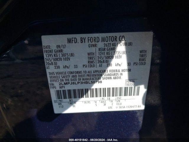 2LMPJ8LP3HBL50798 Lincoln Mkx Reserve