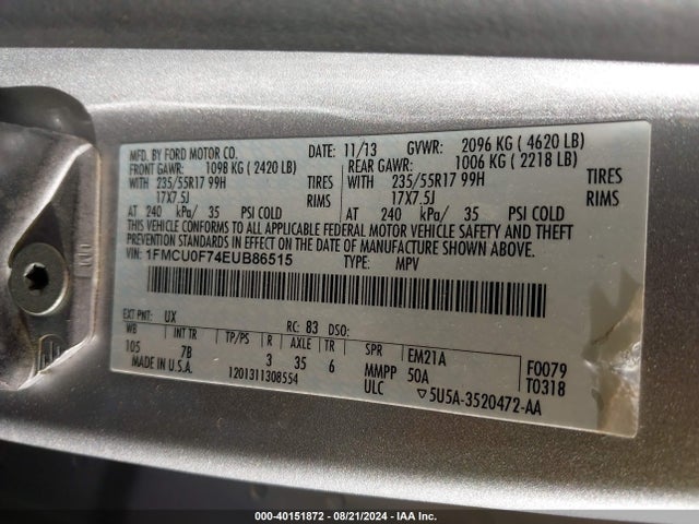 Ford ESCAPE S 2014 1FMCU0F74EUB86515 Image 9