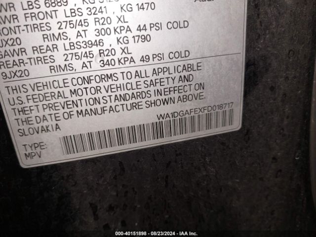 WA1DGAFEXFD018717 Audi Q7 3.0t S Line Prestige