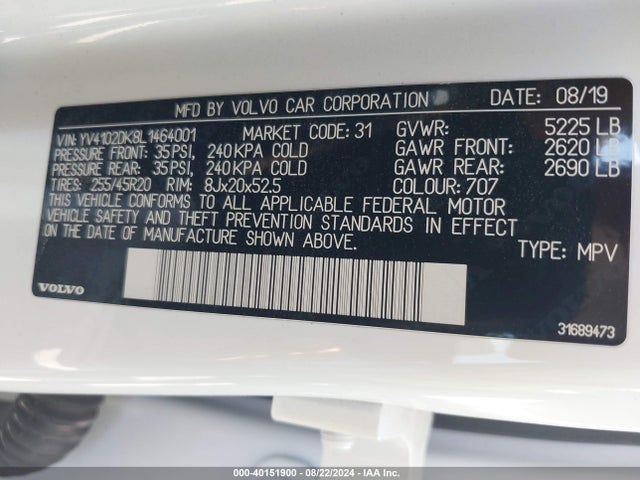 YV4102DK8L1464001 Volvo Xc60 T5 Momentum