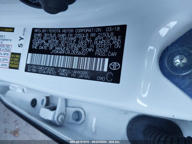 JTDKARFU9J3058421 Toyota Prius