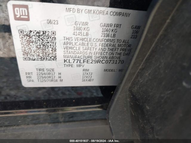 KL77LFE29RC073170 Chevrolet Trax Fwd Sp