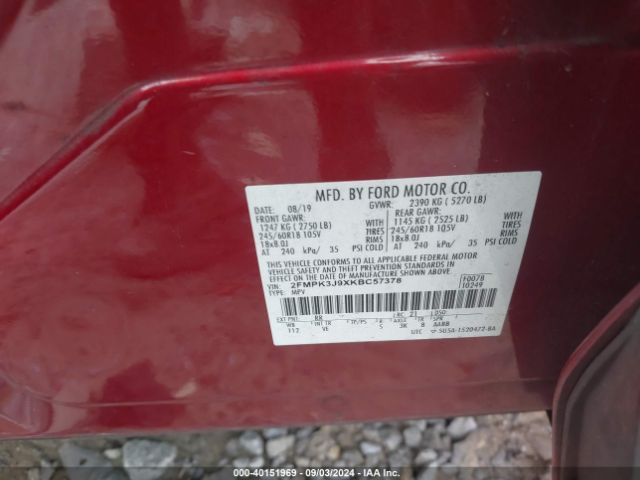 2FMPK3J9XKBC57378 Ford EDGE SEL