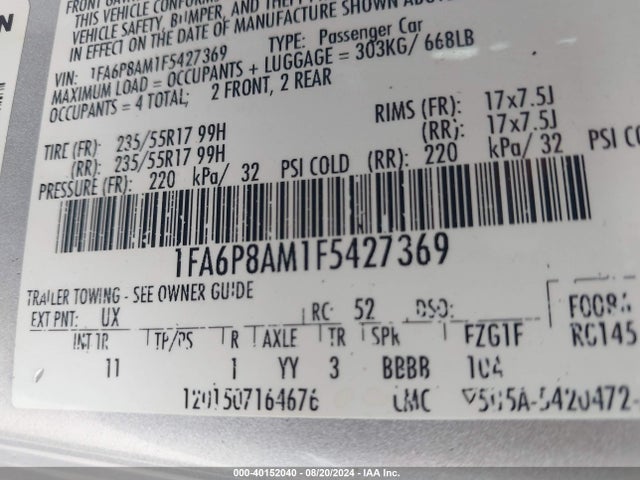 Ford Mustang V6 2015 1FA6P8AM1F5427369 Image 9
