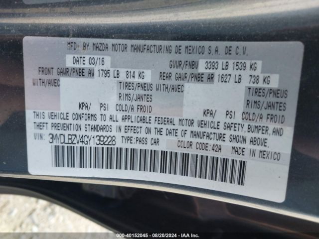 3MYDLBZV4GY139228 Scion IA