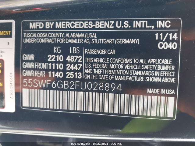 55SWF6GB2FU028894 Mercedes-Benz C 400 4matic