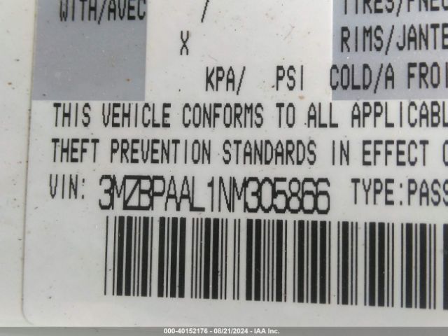 3MZBPAAL1NM305866 Mazda MAZDA3