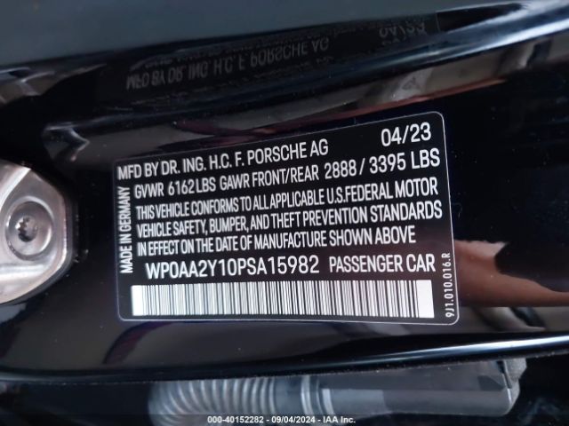 WP0AA2Y10PSA15982 Porsche Taycan