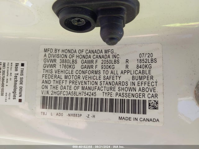 Honda CIVIC SI COUPE 2020 2HGFC3A58LH754245 Image 9
