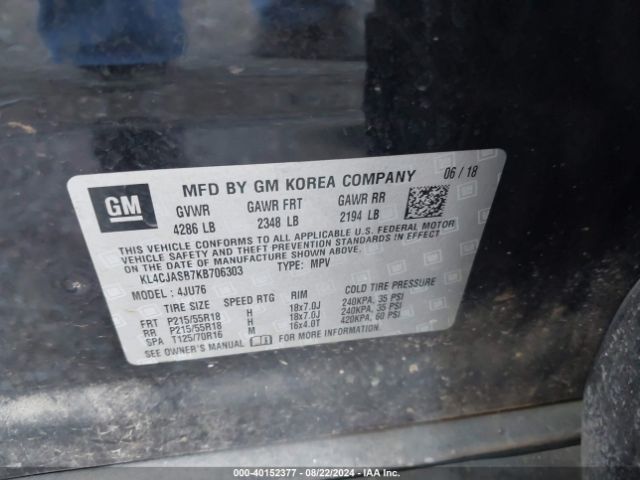 KL4CJASB7KB706303 Buick Encore Fwd Preferred