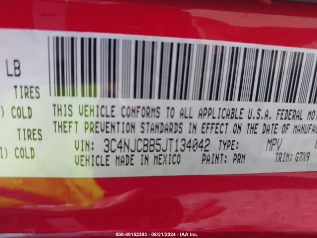 3C4NJCBB5JT134042 Jeep Compass Latitude Fwd