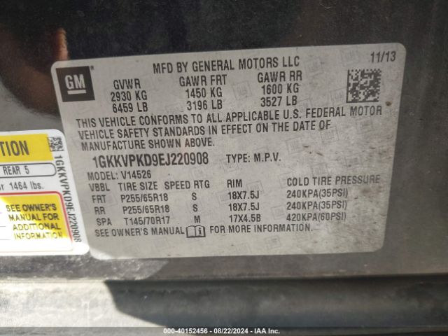 1GKKVPKD9EJ220908 GMC Acadia Sle-2