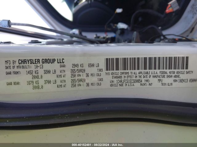 1C4RJFCG1EC320854 Jeep Grand Cherokee Overland