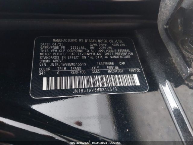 JN1BJ1AV8MW315513 Nissan Rogue Sport S Fwd Xtronic Cvt