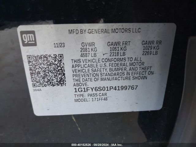 1G1FY6S01P4199767 Chevrolet Bolt Euv Fwd Lt