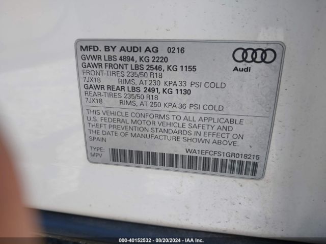 WA1EFCFS1GR018215 Audi Q3 2.0t Premium Plus