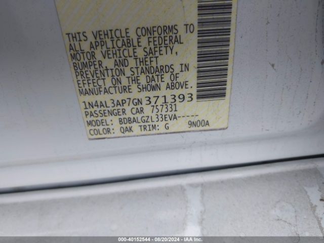1N4AL3AP7GN371393 Nissan Altima 2.5/2.5 S/2.5 Sl/2.5 Sr/2.5 Sv