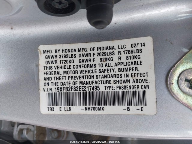 Honda CIVIC EX 2014 19XFB2F82EE217495 Image 9