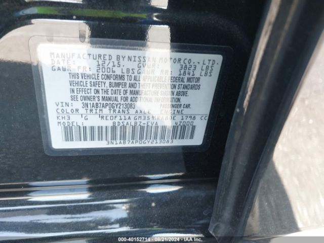3N1AB7AP0GY213083 Nissan SENTRA S