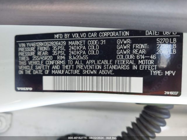 YV4612RK0G2826429 Volvo Xc60 T5 Premier