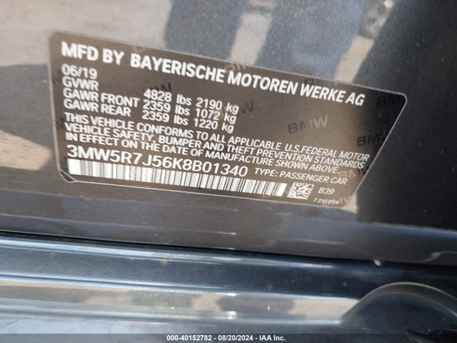 BMW 330i Xdrive 2019 3MW5R7J56K8B01340 Image 9