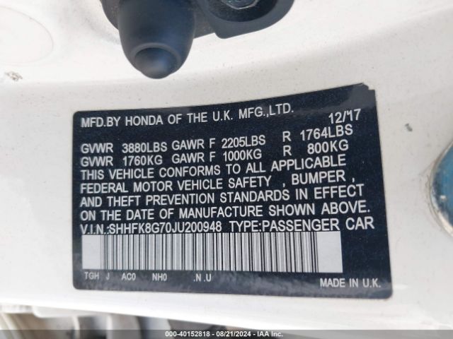 SHHFK8G70JU200948 Honda Civic Type R Touring