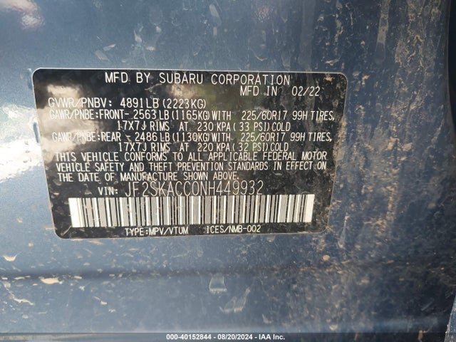 Subaru Forester 2022 JF2SKACC0NH449932 Image 9