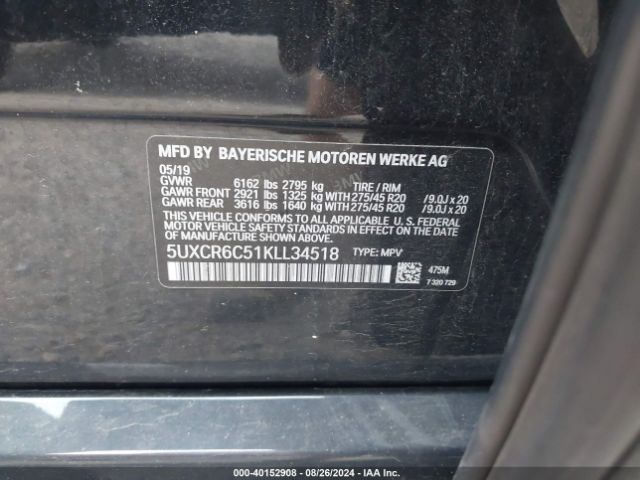 5UXCR6C51KLL34518 BMW X5 Xdrive40i