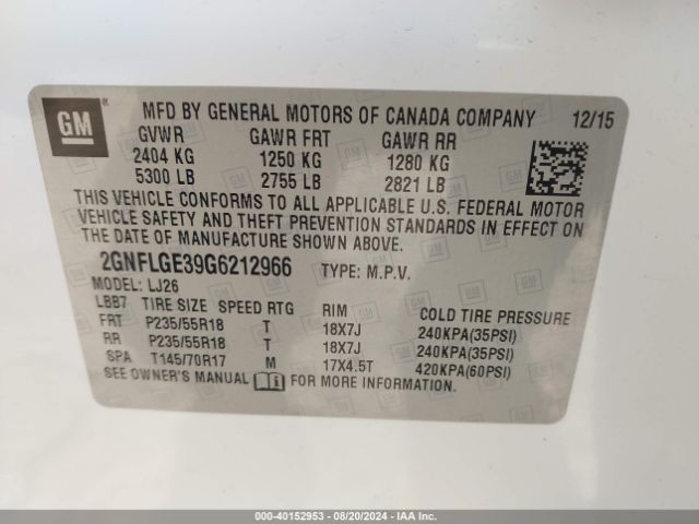 2GNFLGE39G6212966 Chevrolet Equinox Ltz