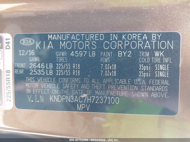 KIA Sportage Ex 2017 KNDPN3AC7H7237100 Image 9