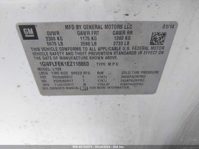 1GNFLFEK1EZ118860 Chevrolet EQUINOX 1LT
