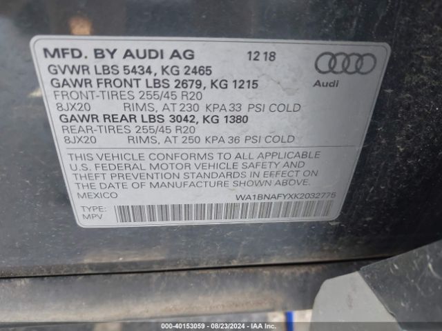 WA1BNAFYXK2032775 Audi Q5 45 Premium