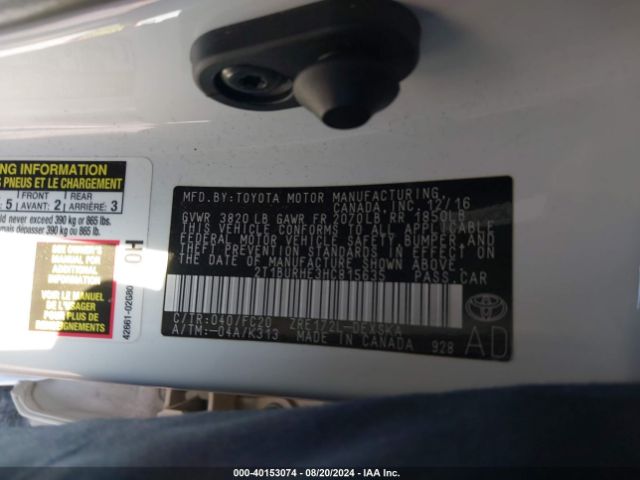 2T1BURHE3HC815635 Toyota COROLLA L