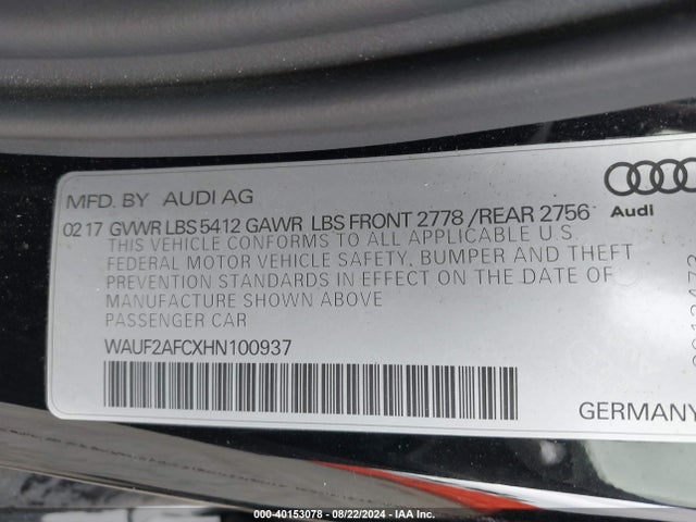 WAUF2AFCXHN100937 Audi A6 Premium Plus