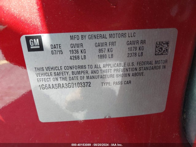 1G6AA5RA3G0103372 Cadillac Ats Standard