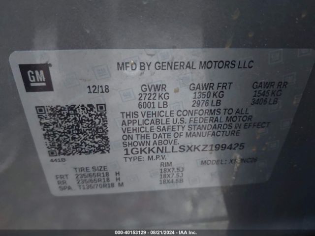 1GKKNLLSXKZ199425 GMC Acadia Sle-2