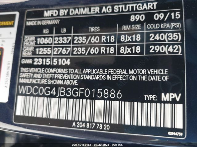 WDC0G4JB3GF015886 Mercedes-Benz GLC 300
