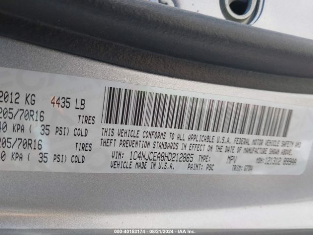 1C4NJCEA8HD212865 Jeep Compass Latitude Fwd