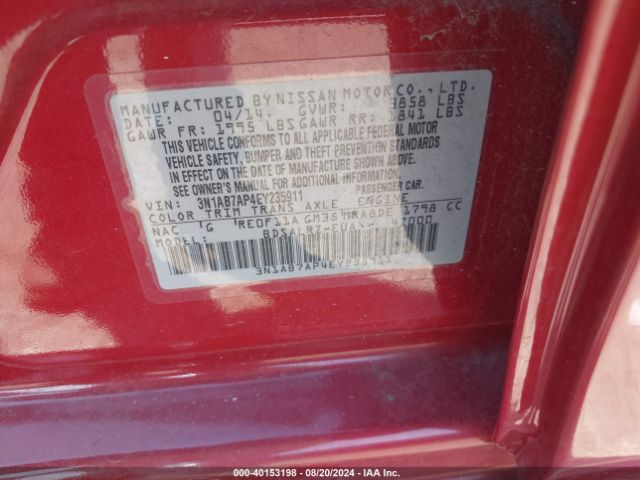 3N1AB7AP4EY235911 Nissan Sentra S/sv/sr/sl