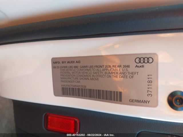 WAUFACF54RA012538 Audi A5 Sportback Premium Plus 45 Tfsi Quattro S Tronic