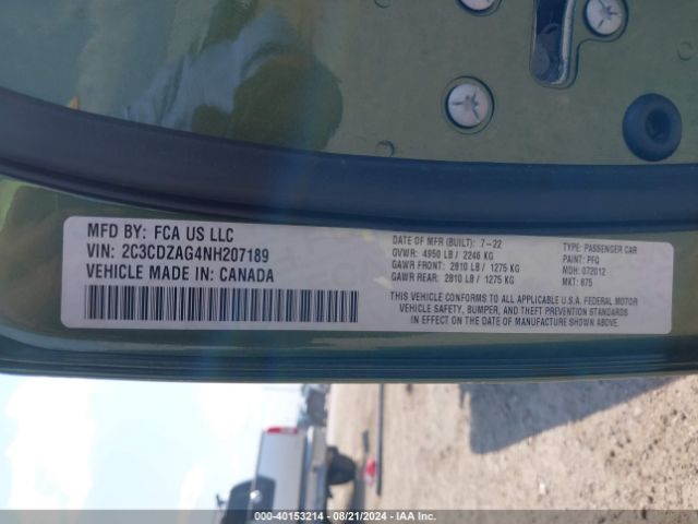 2C3CDZAG4NH207189 Dodge Challenger Sxt