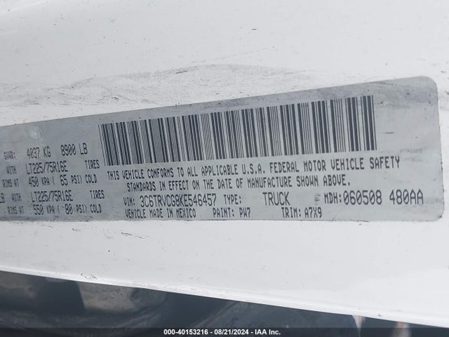 3C6TRVCG8KE546457 RAM Promaster 2500 High Roof 136 Wb