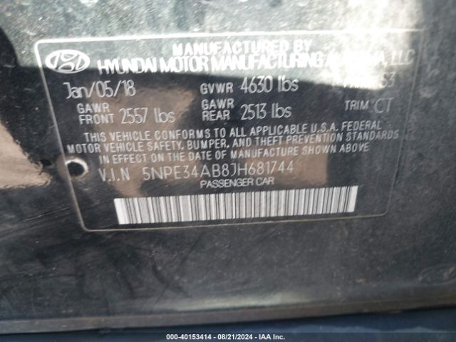 5NPE34AB8JH681744 Hyundai Sonata Sport 2.0t