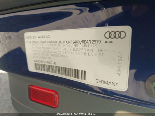 WAUCNCF52LA003142 Audi A5 Sportback Premium Plus 45 Tfsi Quattro S Tronic