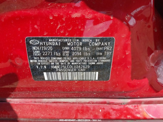 KMHC75LC0LU242629 Hyundai Ioniq Hybrid Se