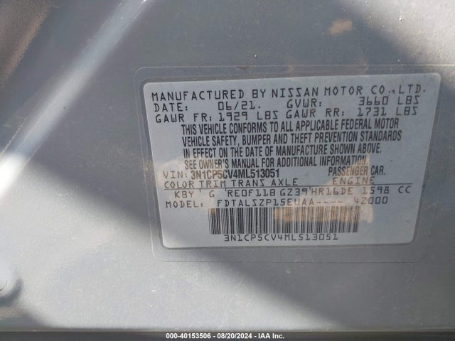 Nissan Kicks Sv Xtronic Cvt 2021 3N1CP5CV4ML513051 Image 9