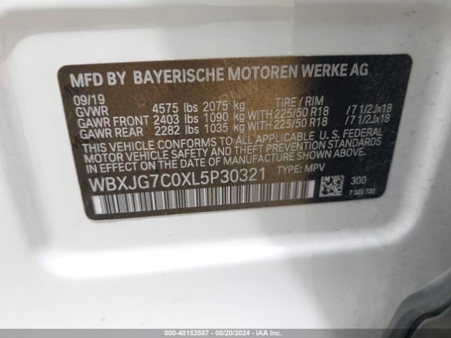 WBXJG7C0XL5P30321 BMW X1 Sdrive28i