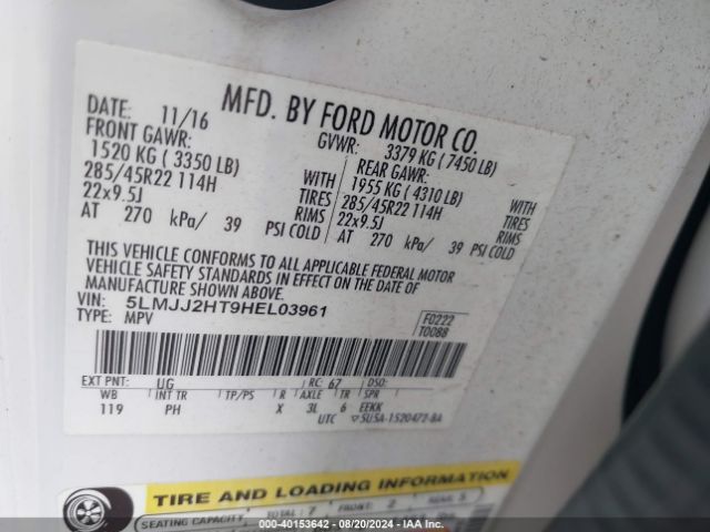 5LMJJ2HT9HEL03961 Lincoln Navigator Select
